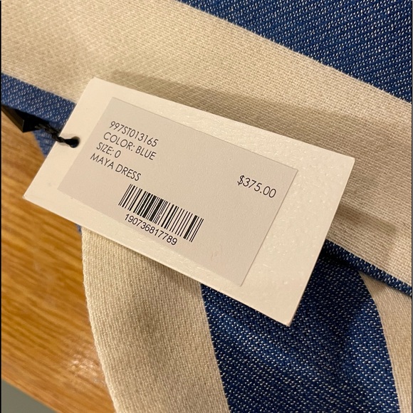 NWT Milly Maya Striped Cotton Blend Sleeveless Woven A-Line Lined Mini Dress. - Picture 7 of 7